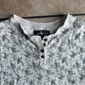 Hunt Club White Cotton floral print Henley Top